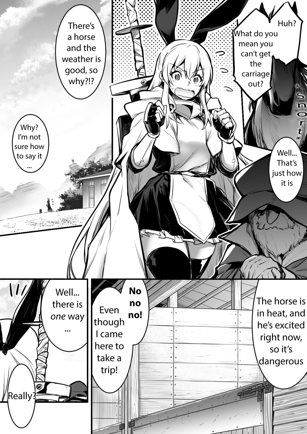 Adventure-chan helps the lustful horse cum so he'll carry her away page 1 full