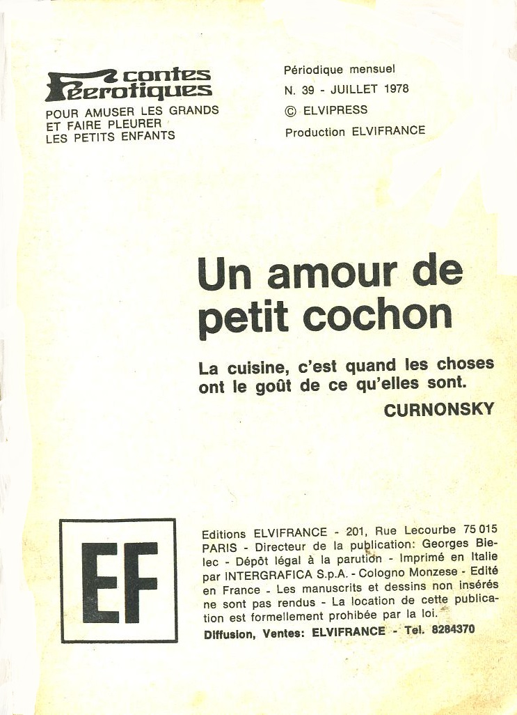 Elvifrance - Contes féérotiques 39 -Un amour de petit cochon page 2 full