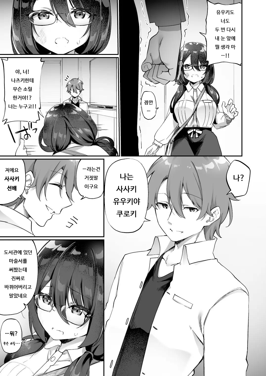 Boku no Koe o Kiku dake de Hatsujou Shichau Yandere Kyonyuu Kouhai ni Karada o Irekaerarete Shimatta! | 내 목소리를 듣는것 만으로 발정해버리는 얀데레 거유후배에게 몸을 교체당해버렸다! page 9 full