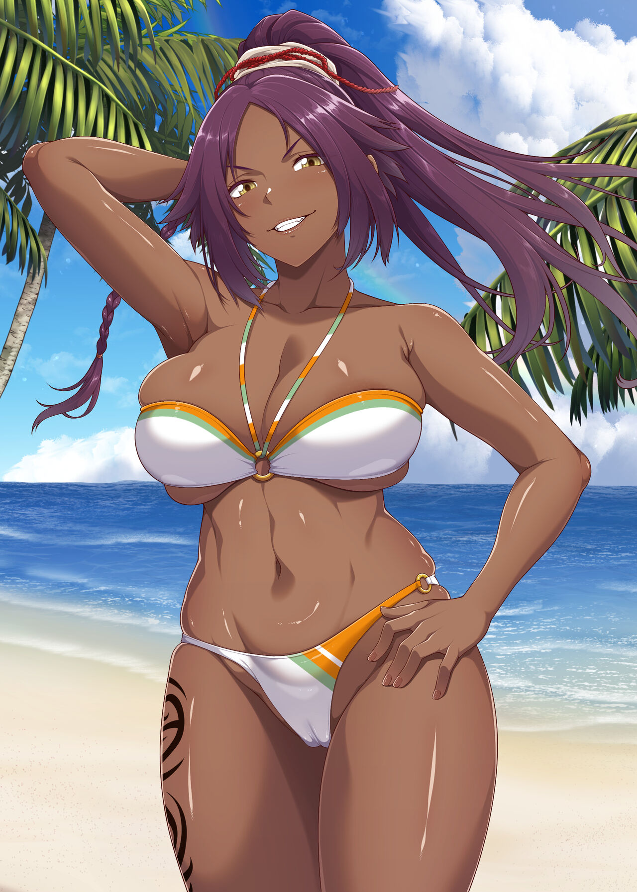 Yoruichi-san Tekoki & Kijoui Nama Nakadashi Sakusei page 2 full